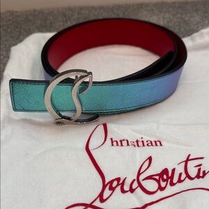 Christian Louboutin Iridescent blue rainbow Belt